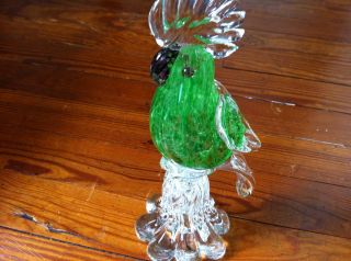 Vintage Murano Art Glass Bird Formia Venezia Sculpture Cockatoo Parrot