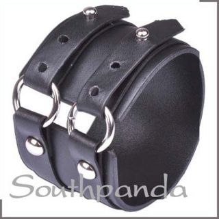 SW031 Black Rock Leather Wrap Cuff Bracelet Wristband