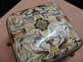 Leboeuf Mikkiet Co Hand Painted Porcelain and Bronze Box