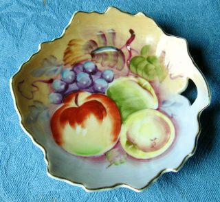 Lefton China Trinket Dish Hand Painted Fruit Pattern