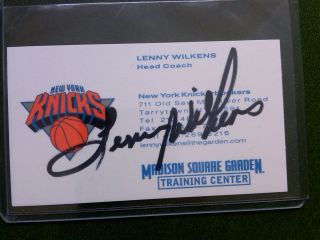 LENNY WILKENS signed business card as HEAD COACH of the NEW YORK