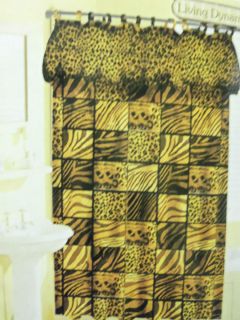 New Leopard Zebra Animal Print Fabric Shower Curtain Liner and Hooks