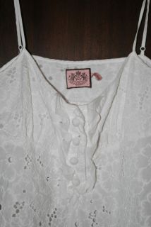 Juicy Couture White Linen Lace Spaghetti Strap Tank Top Size Large