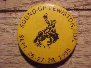 Lewiston Idaho Round Up Rodeo Pinback Button 1935