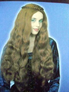 Auburn Red Long Wavy Renaissance Flow Wig Braided Crown One Size Fiona