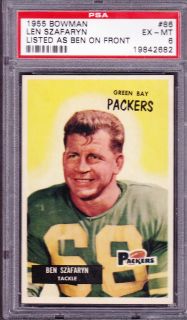 1955 Bowman FB 86 Len Szafaryn Packers PSA 6