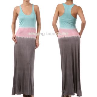 Tie Dye Sublimation Maxi Dress Racerback Long Gown Summer Dress Trendy s M L