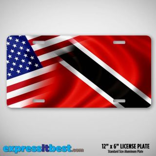 License Plate with Flag of USA and Trinidad and Tobago American TT