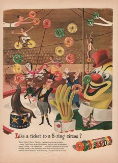 Like A Ticket to A 5 Ring Circus Life Savers Candy Print Ad