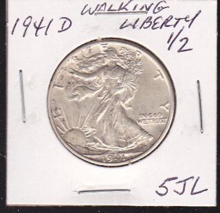 1941 D Walking Liberty Half Dollar Silver US Coins 5JL