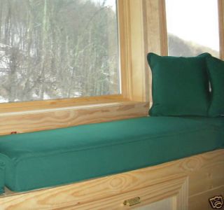 Stripe Custom Sunbrella Window Seat Cushion 81 to 90 Width Box Style