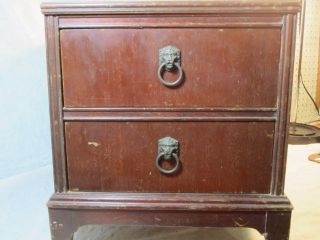 End Table or Night Stand w Drawers Lion Head Drawer Pulls