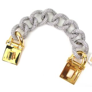 Kors Glam Classics Pave Chain Turn Lock Link Bracelet Gold
