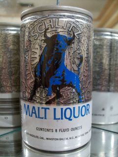 8oz Schlitz Malt Liquor Bull 75 Old Beer Can Flat Top