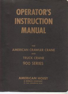 American Hoist 900 Series Truck Crane Operators Manual