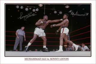 Muhammad Ali Sonny Liston Large Autograph Print Heavyweight Champions