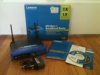 Linksys Cisco Wireless G WRT54G V8 Broadband Router w Setup CD Adapter