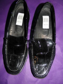 Jildor Black Patent Leather Croc Look Loafer Shoes Made in Italy