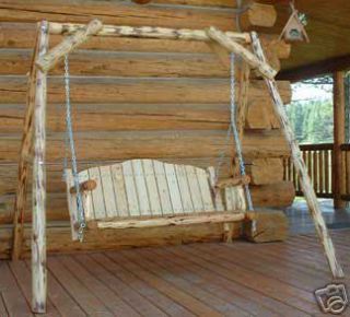 Log Porch Swing A Frame Swing Set for Deck or Lawn