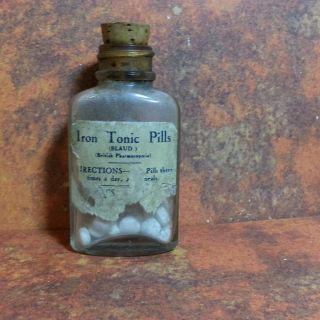Vintage Iron Tonic Apothecary Medicine Old Pharmacy Label Bottle