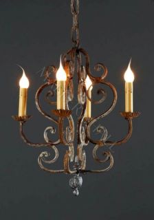 French Hand Forged Wrought Iron Chandelier 4 Lights