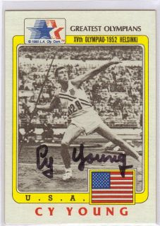 Autographed CY Young Card Olympic Track Field Star