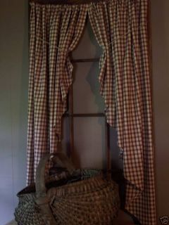 Country 54 Long Barn Red Check Fishtail Curtain
