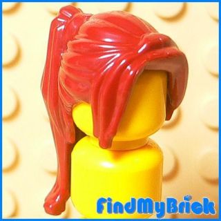 G099A Lego Ponytail Long Hair Side Bangs Dark Red New