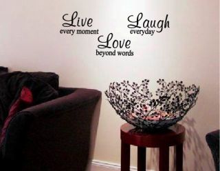 Live Laugh Love Every Moment Vinyl Wall Quote Decal Modern Home Decor