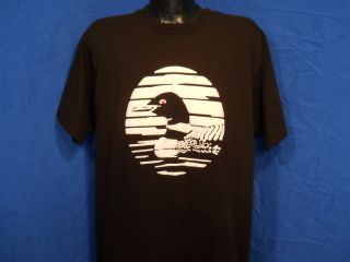Vintage 90s Loon Canada White Black Puffy Paint Looney Pond T Shirt XL