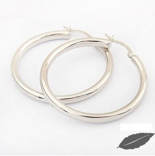 Pure 925 Silver Polished Simply Hoop Loop Earrings