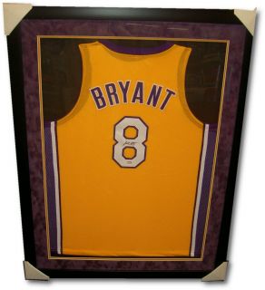 Kobe Bryant Autographed Los Angeles Lakers Jersey Gold Style Framed 8