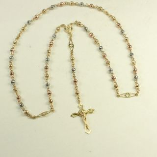 14k White Rose and Yellow Gold Rosary