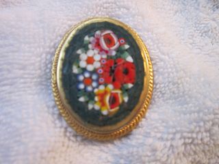 Vintage Beautiful Micro Mosaic Brooch Lovely Roses