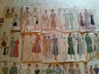 Vintage Lot of 27 1940s and 1950s Womens Dress Patterns