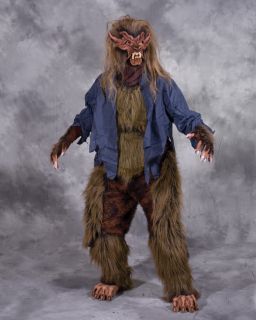 Werewolf Lone Wolf Adult Halloween Costume Brown Mask Gloves Chest