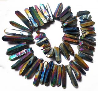 Titanium Rainbow Long Quartz Point Loose Beads 25 55mm 16 Inch