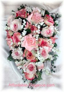 Roses Cascade Bridal Brides Bouquet Silk Wedding Flowers Lily