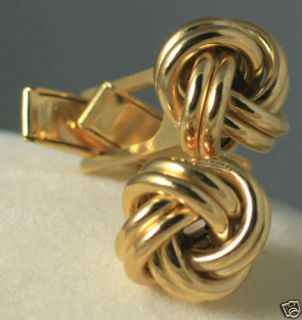 Quality 15mm LOVE KNOT Italian Solid 14K Yellow Gold Cufflinks 9 5g