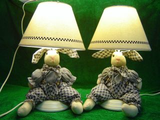 NURSERY OR CHILDS ROOM BUNNY RABBIT TABLE LAMPS STUFFED ANIMALS 2 pair