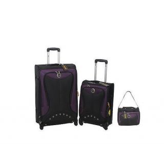 Lucas Ballistic 2 Piece Spinner Luggage Set Purple Duffel