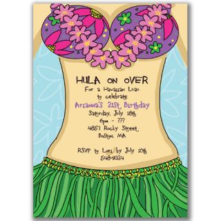 Tropical Hula Girl Invitations Party Hawaiian Luau Fun