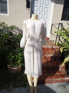 Vintage Loris Azzaro White Knit Wide Sleeves Cocktail Dress Sz M
