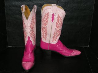 LUCCHESE 1883 Cowboy Boots Ostrich Ital Goat Womens 8 5B 1 Made USA Mk