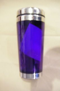 New 16 oz Travel Coffee Mug Insulated Drink Cup Purple Clear Slide Lid