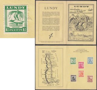 1951 Lundy Island Flying Birds Definitives Souvenir Folder 1 1 2P