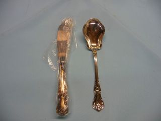 Lunt Memory Lane Antique Butter Knife Still in Plastic and Sugar Spoon