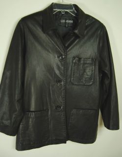 Luis Alvear Womens Black Leather Jacket Coat Blazer Soft Lined 3