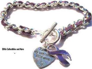 Cystic Fibrosis/Lupus//Colitis purple ribbon heart charm toggle