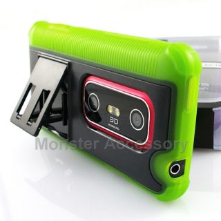 Luxmo Fusion Green Hard Case Kickstand Cover HTC EVO 3D